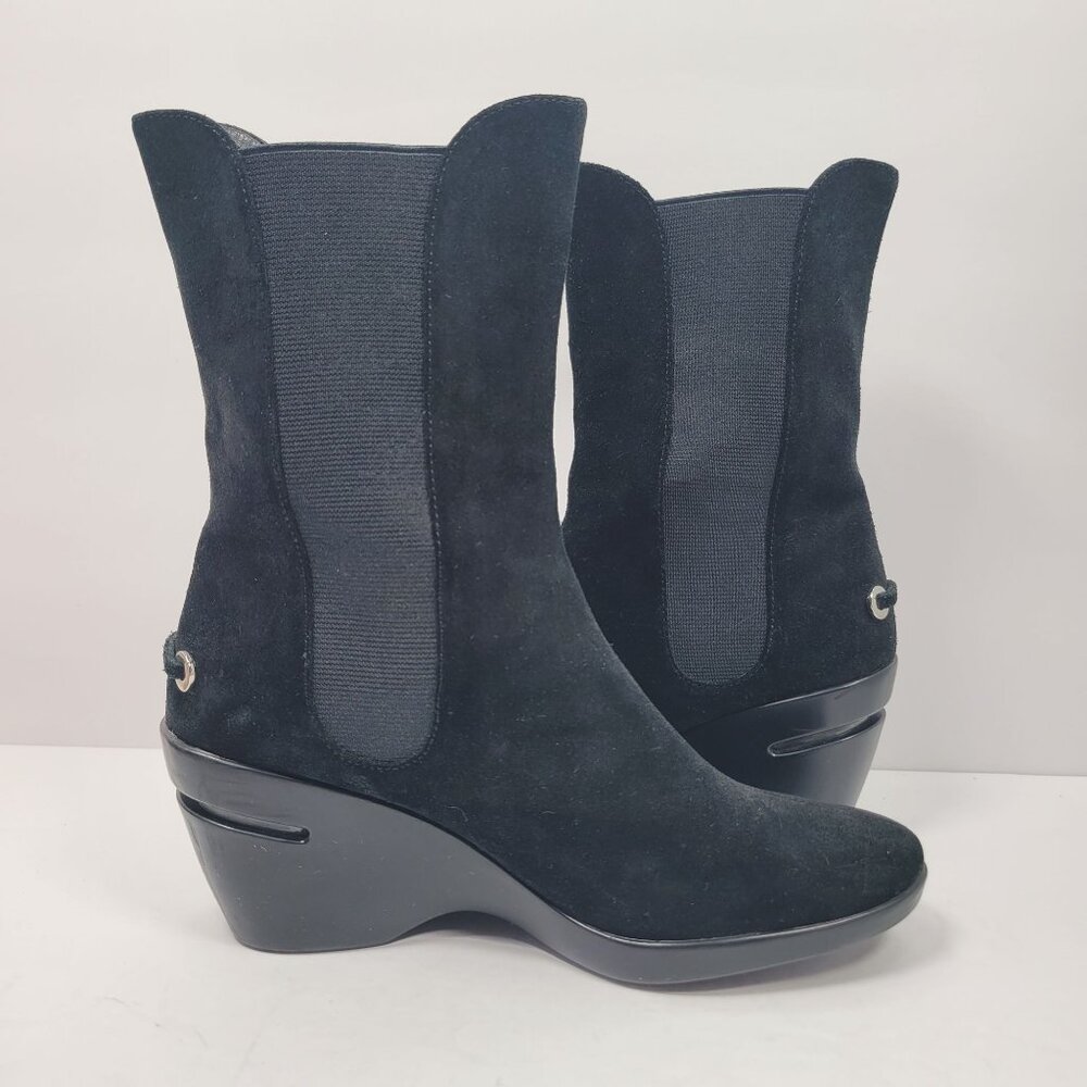 Cole Haan Nike Air Women's Black Suede Wedge Mid Calf Boots D20630 US Size 6B - Picture 5 of 12